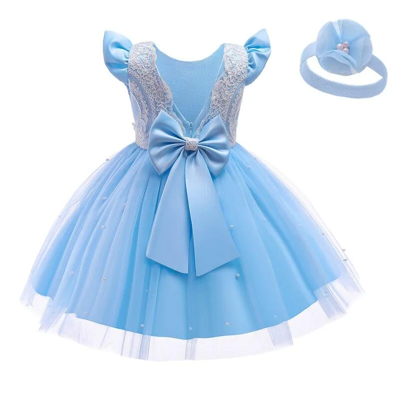 Summer Baby Dress Girl Beading 1st Birthday Dress For Baby Girl Dress Elegant Princess Dresses Infant Party Christening Gown