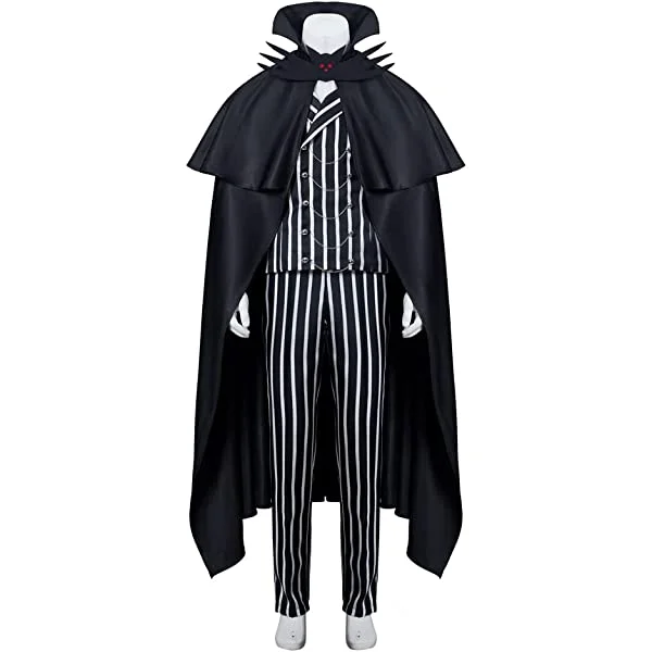 Jack Cosplay Skellington Costume Mens Gothic Punk Jacket with Cloak Christmas Outfit