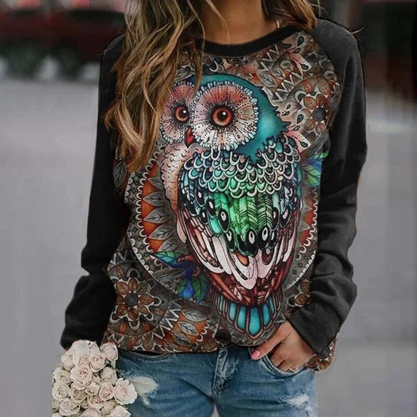 Graduation Gifts  Print Pullover Women Long Sleeves O-neck Animal Print Tribe Style Pullovers 2022 New Autumn Casual Oversized Ladies Sweatshirt