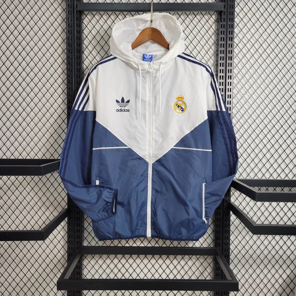 2023/2024 Real Madrid Windbreaker White Blue Soccer Jersey mysite