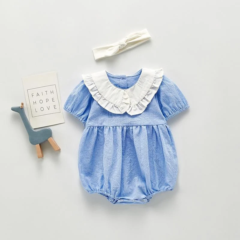 Summer 2021 Baby Kids Rompers Short Sleeve Embroidery Flower Cute Creeper Baby Girl's Bodysuit Outfits