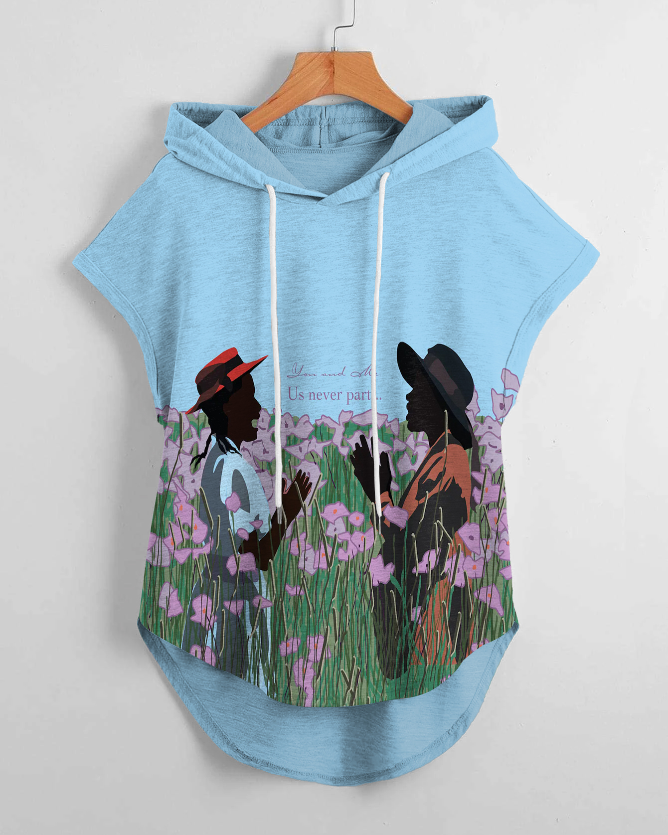 Us Never Part Drawstring Hooded Tee