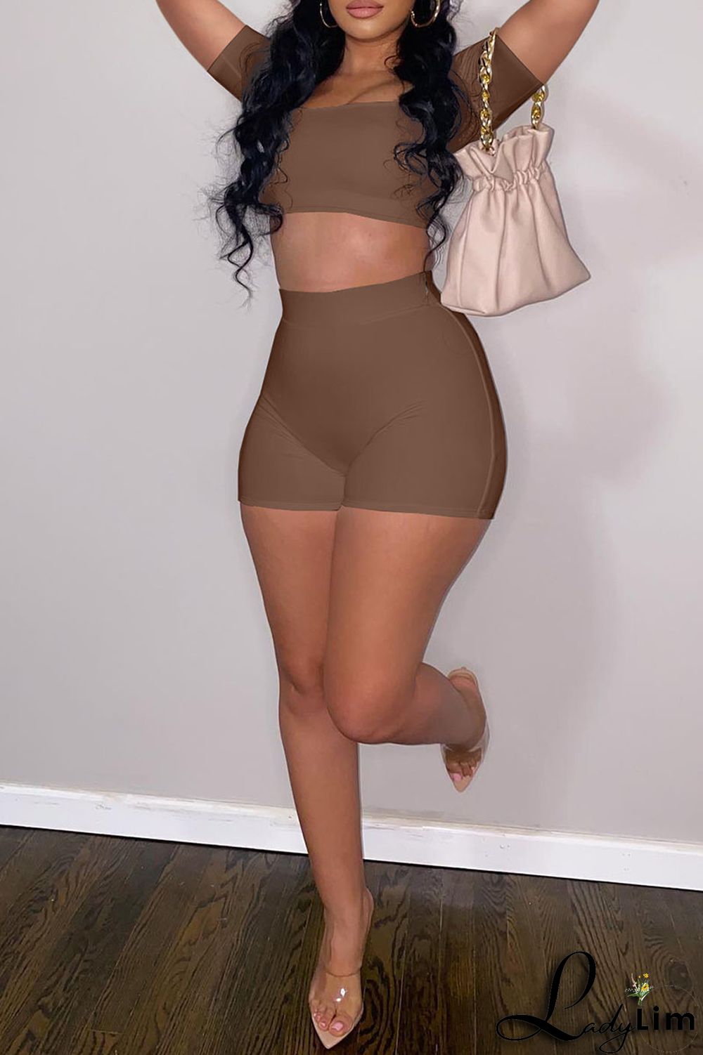 Red Sexy Solid Split Joint U Neck Short Sleeve Two Pieces