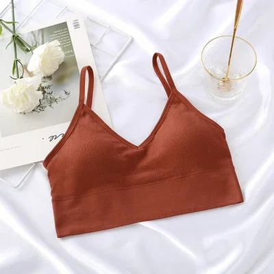 Women Tank Crop Top Bra Underwear Seamless Tube Top Back Hollow Lingerie Wire Free Intimates With Removable Padded 2019