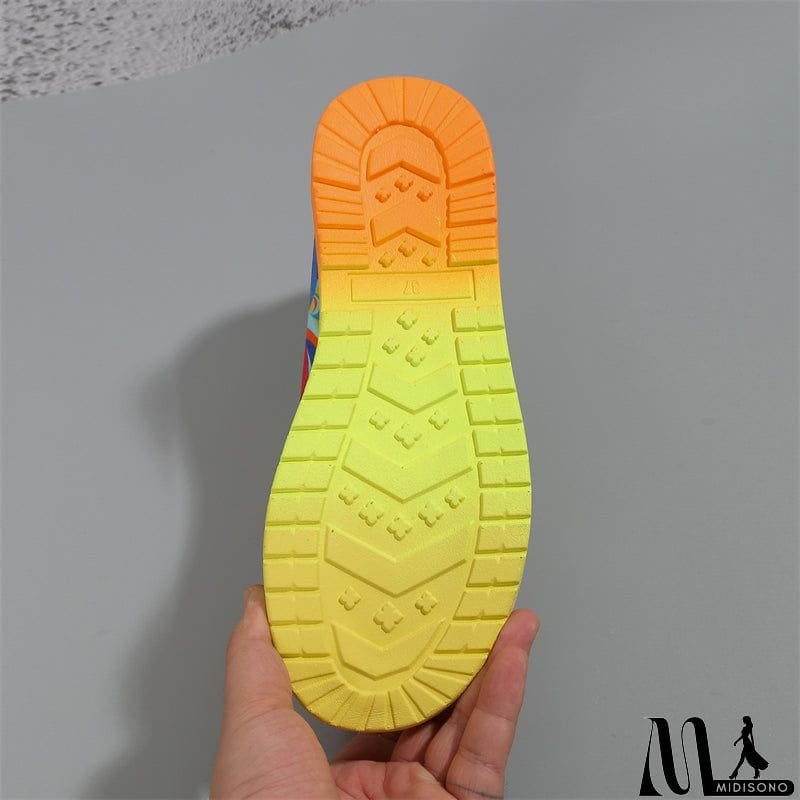 MidiSono - Ethnic Style Lace-up Low-top Graffiti Flat Shoes for Women