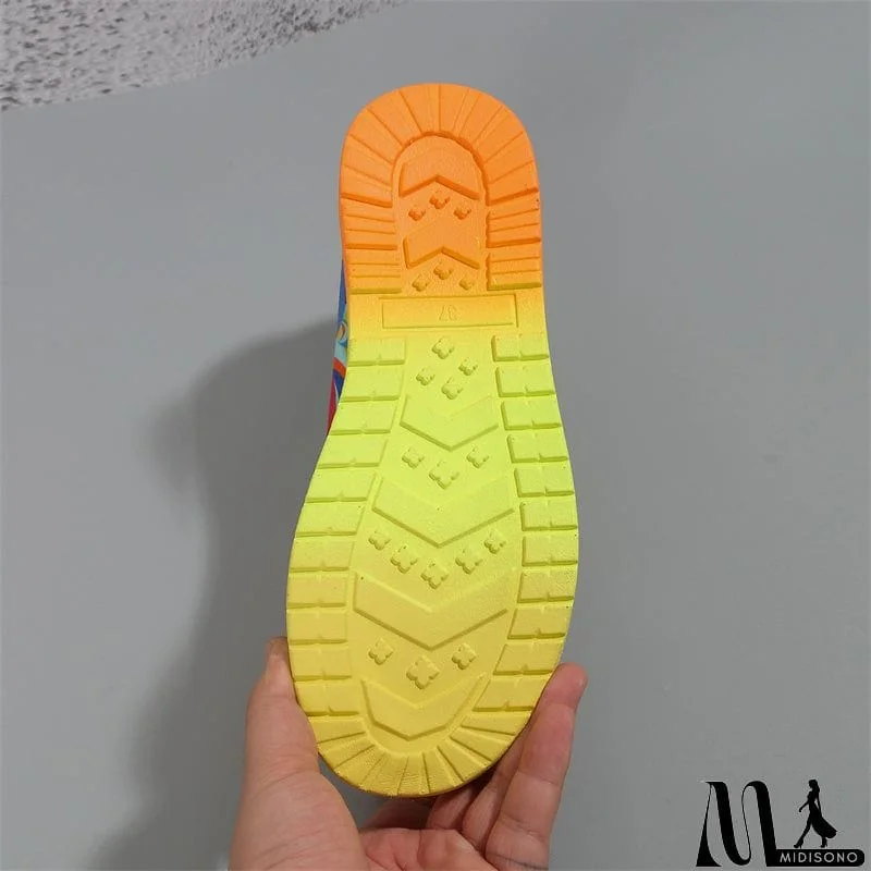 MidiSono - Ethnic Style Lace-up Low-top Graffiti Flat Shoes for Women