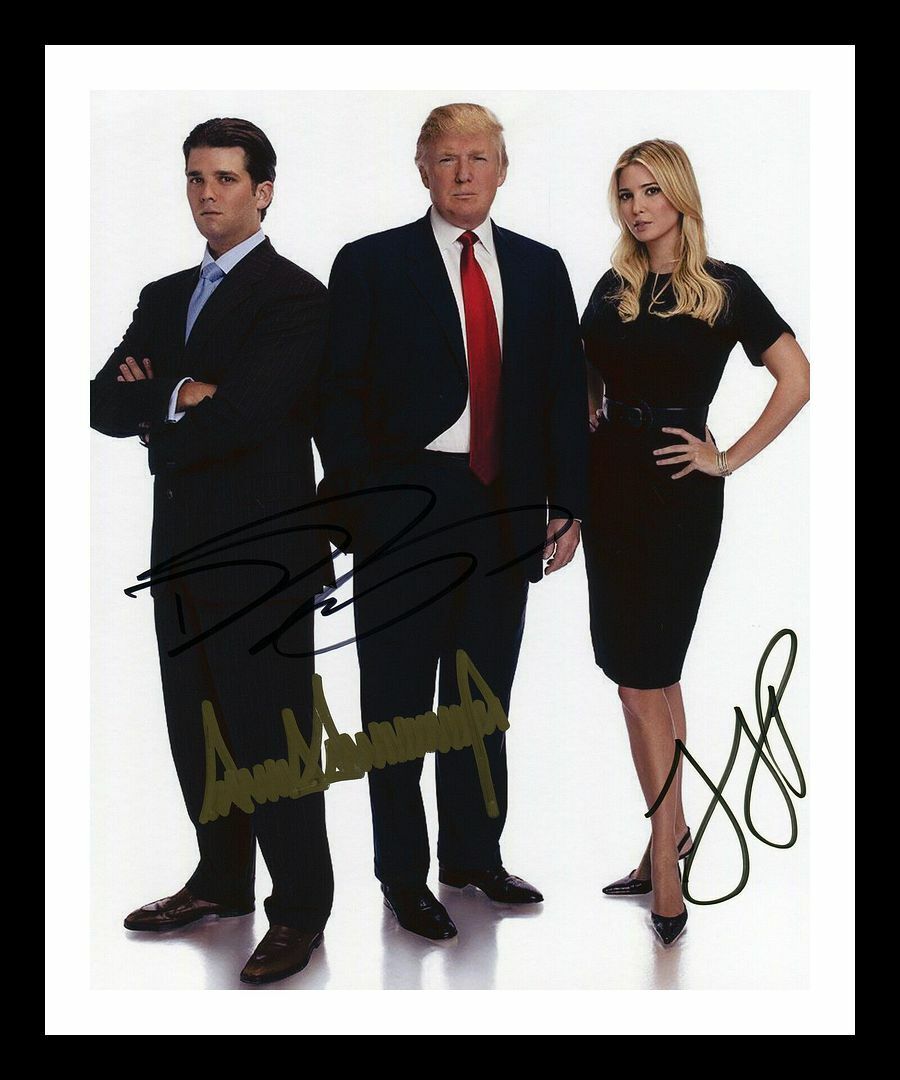 Donald Trump & Donald Trump Jr. & Ivanka Trump Signed & Framed Photo Poster painting