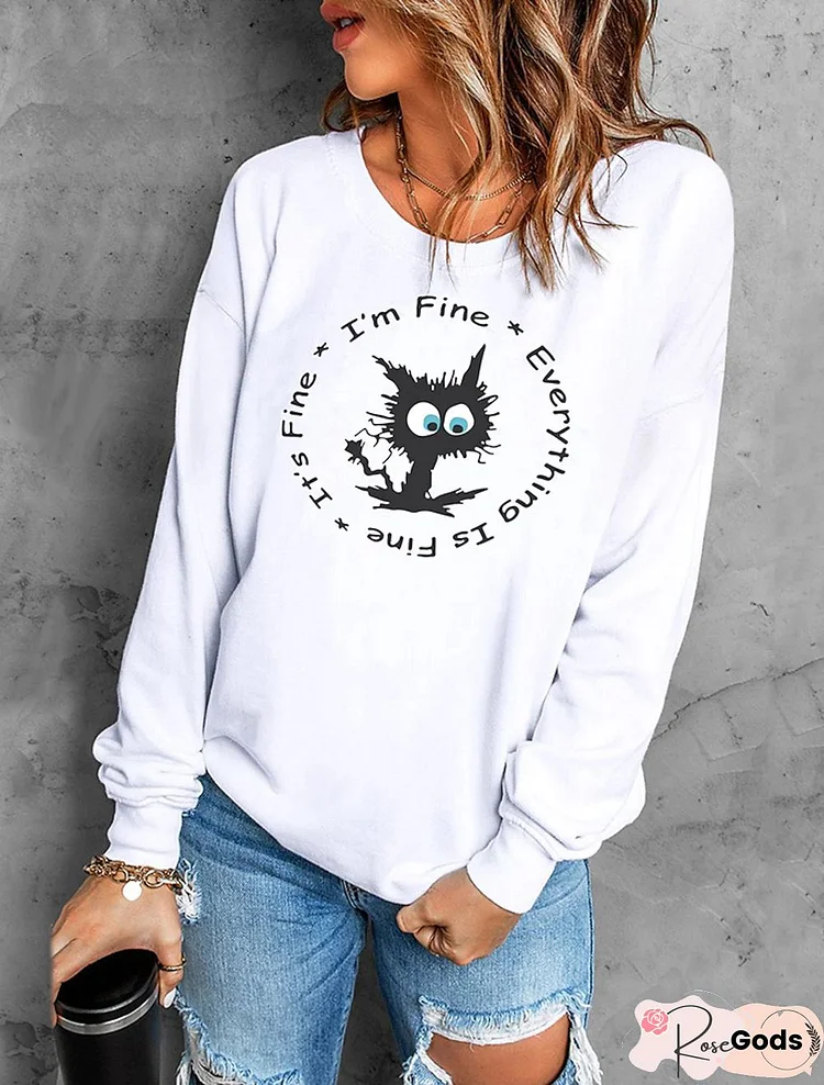 Text Letters Regular Fit Casual Sweatshirts