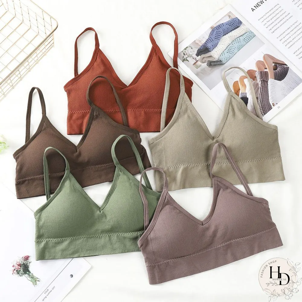 Womens Seamless Bras for Deep Neck Steel Ring Underwear Detachable Vest Sports Short Top