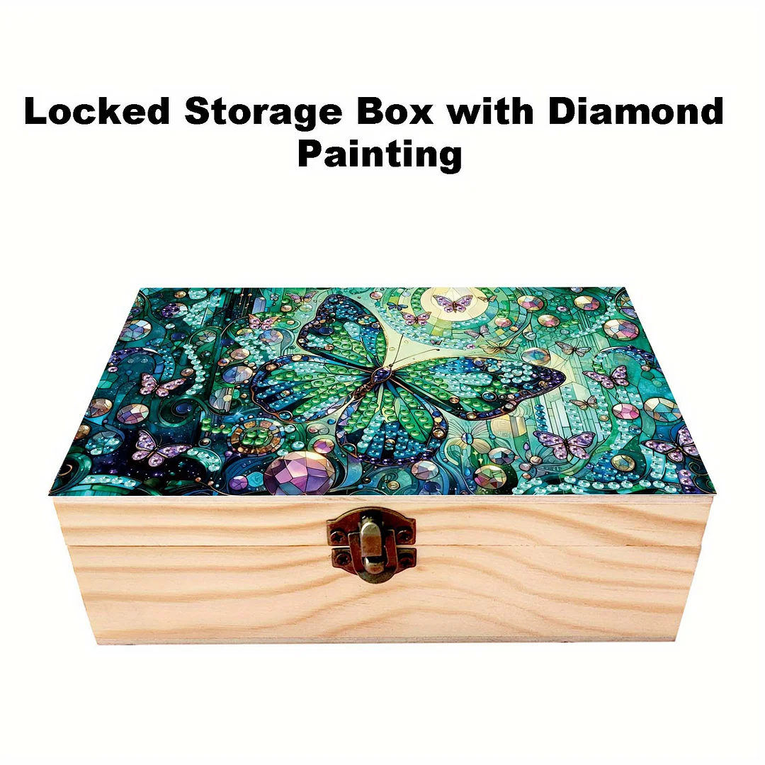 5D DIY Diamond Painting Handmade Wood Storage Box for Home Decor (Butterfly)