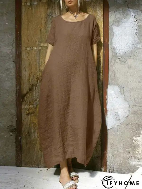 Women's Casual Dress Shift Dress Loose Dress Plain Pocket Crew Neck Midi Dress Active Fashion Daily Going out Half Sleeve Loose Fit Green Spring Summer S M L XL XXL | IFYHOME