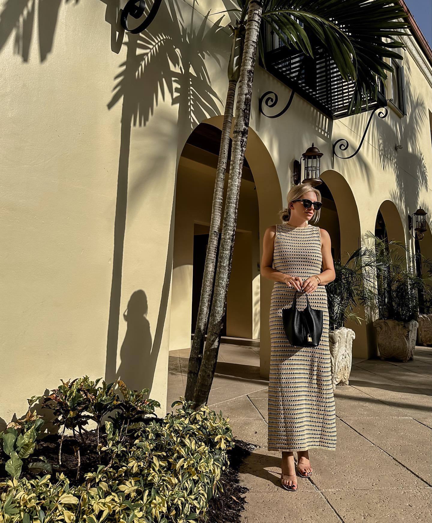 Ootddress Striped See-Through Long Dress Female Elegant Sleeveless High Waist Patchwork Fashion Beach Dress Knit Maxi Dress Summer