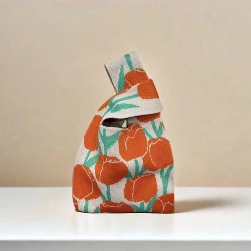 Women’s Medium Knit Letter Heart Shape Flower Cute Square Open Square Bag