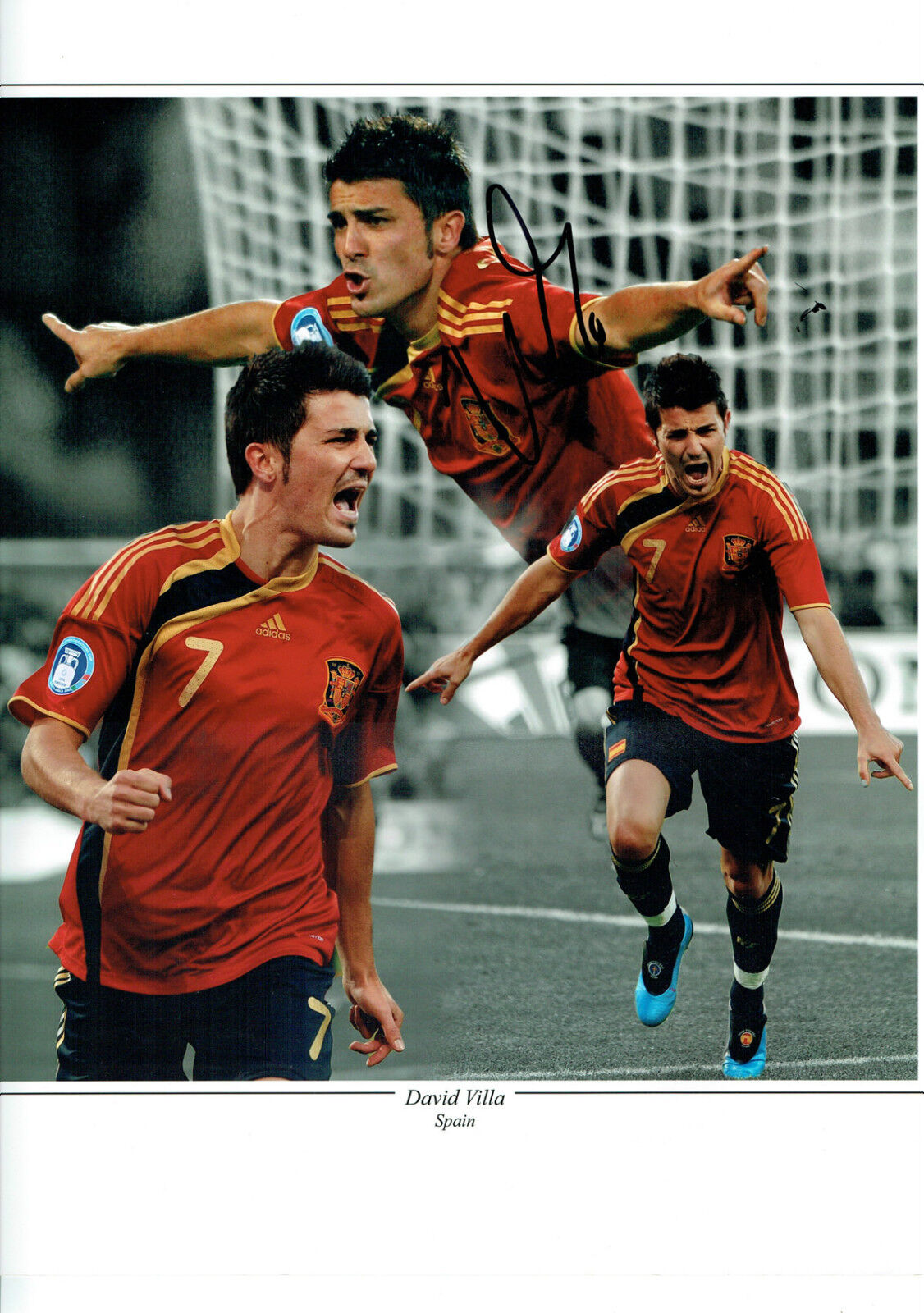 David VILLA Signed Autograph 16x12 SPAIN Montage Photo Poster painting AFTAL COA