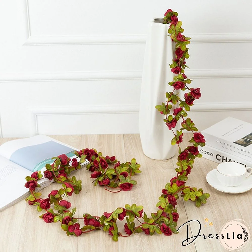 250Cm Rose Artificial Flowers Christmas Garland For Wedding Home Room Decoration Spring Autumn Garden Arch Diy Fake Plant Vine