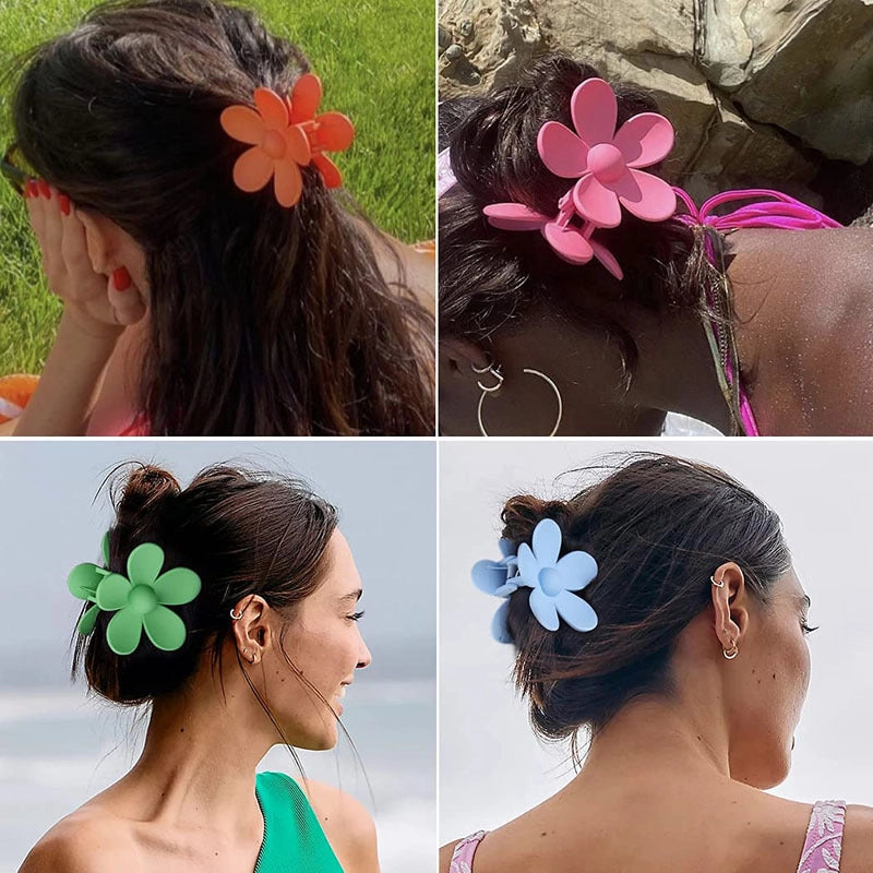 Women’s Sweet Korean Style Flower Plastic Stoving Varnish Hair Claws