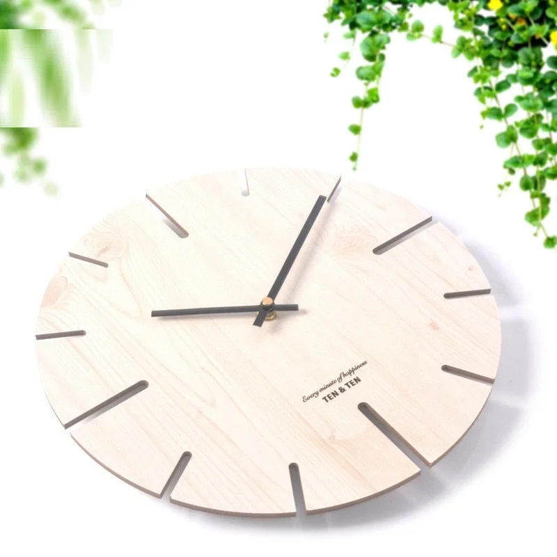 Nordic Retro Wooden Wall Clock Corridor Living Room Decoration Solid Wood Quiet Clocks Hanging Wall Watch Cafe Store Home Decor