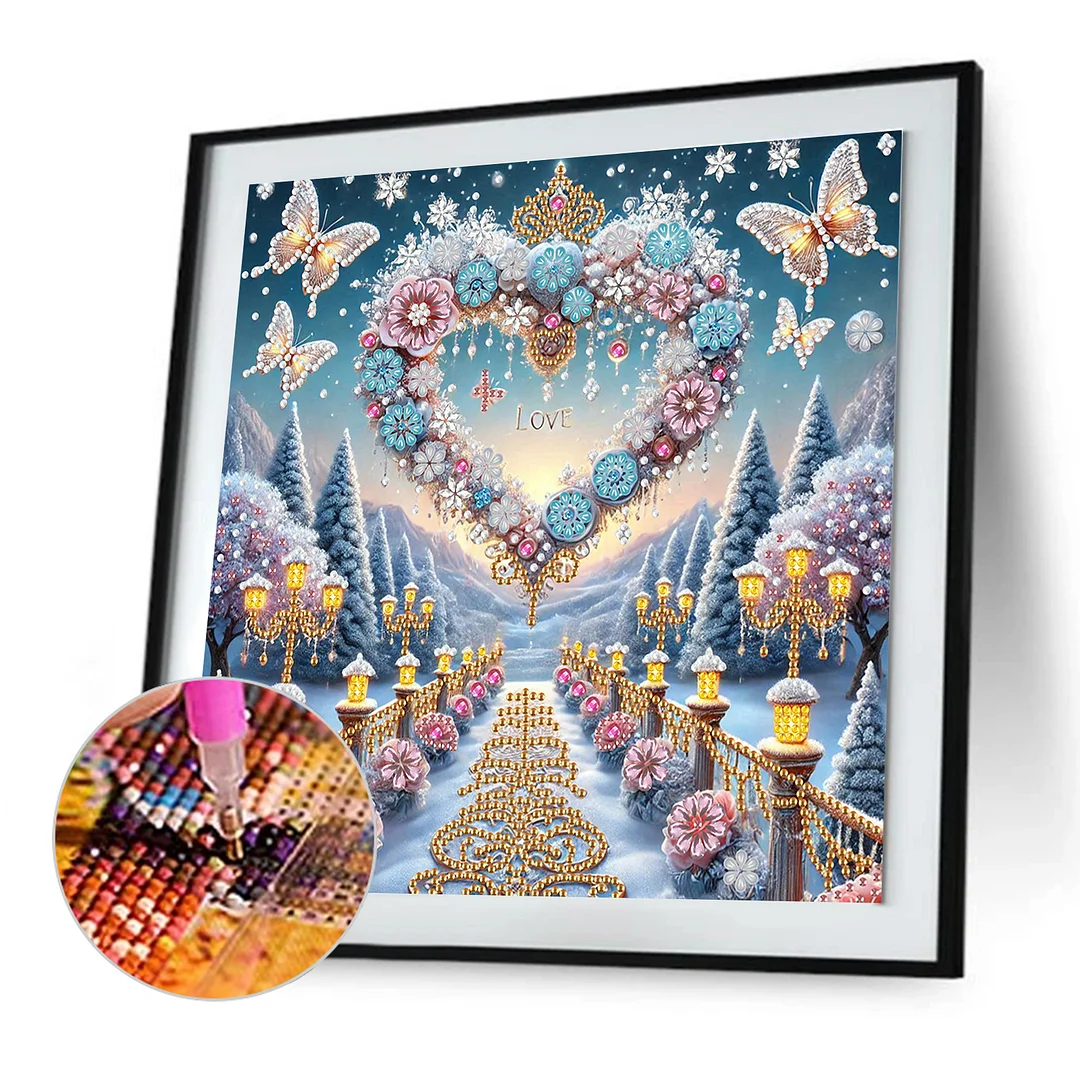 Flowers Heart  - Diamond Painting - Partial Special Shaped Drill(Canvas|30*30cm)