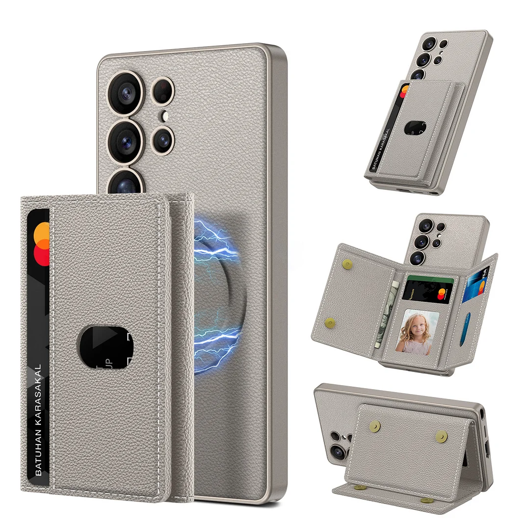 High-quality Vintage PU Material Mobile Phone Case 2-in-1 Dismountable Magnetic Wallet Card Bag Phone Cover for Samsung 