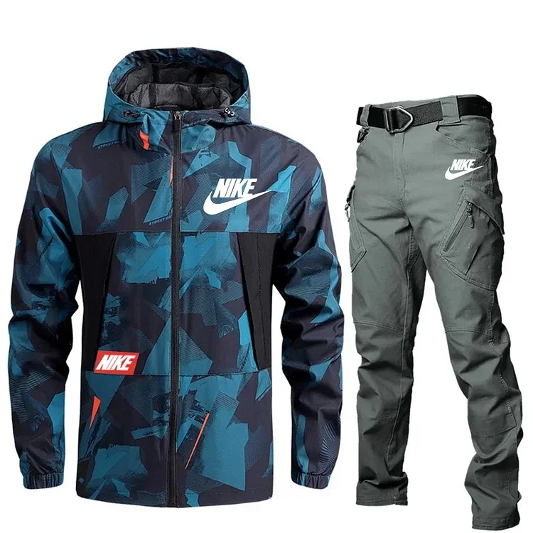 Nike 2024 zima moda męska tucz moda sportowa kurtka spodnie taktyczne garnitur