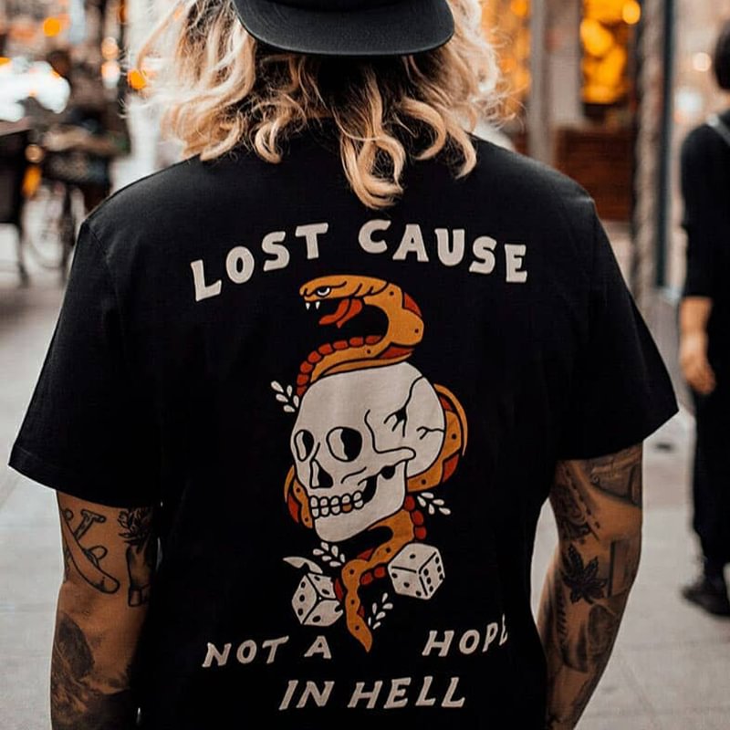 Letter snake skull print crew neck t-shirt - Krazyskull