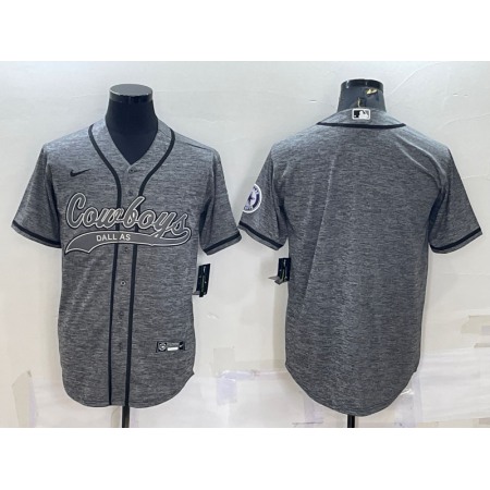Men's Dallas Cowboys Blank Grey With Patch Cool Base Stitched Baseball Jersey XR4E