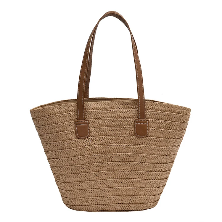 Summer Shoulder Bag Fashion Straw Hand-Woven Handbags Large Capacity for Work