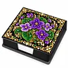 PU 5D Pearl Diamond Painting Kit Note Box DIY Diamond Art Notepad Box with 160 Sheets of Paper (Violet Flower)