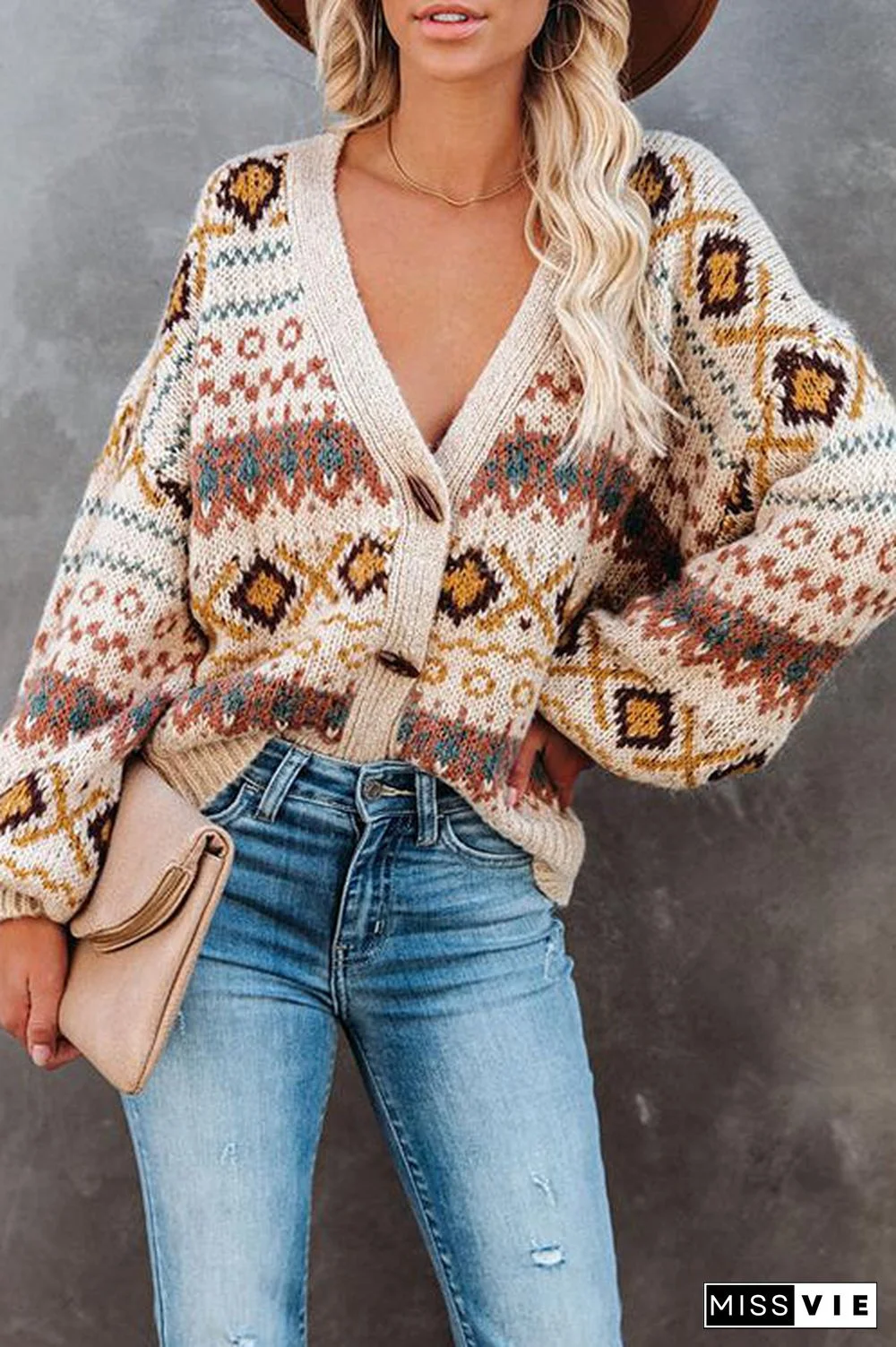 Boho Horn Button Cardigan