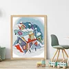 >SALE<Full Embroidery Cotton Thread 14CT Printed Snow on the Roof Cross Stitch 39x46cm