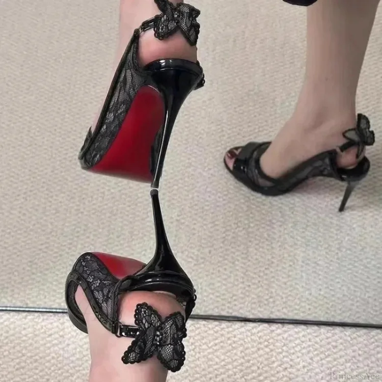 Lace Fish Mouth Gothic Tall Heel