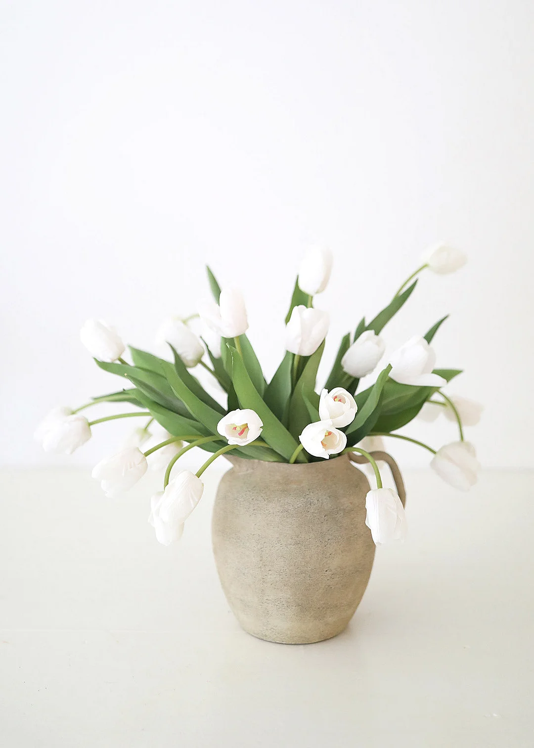 Bundle of 7 White Real Touch Tulip Flowers - 14"