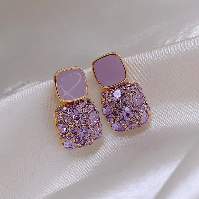 Earrings retro temperament Europe and America 2020 new high-quality purple earrings female exquisite niche Fashion Stud Earrings