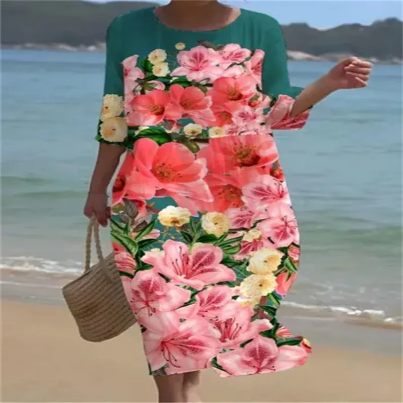 Churchf Churchf New Women's Floral Art Print Leisure Vacation Dress