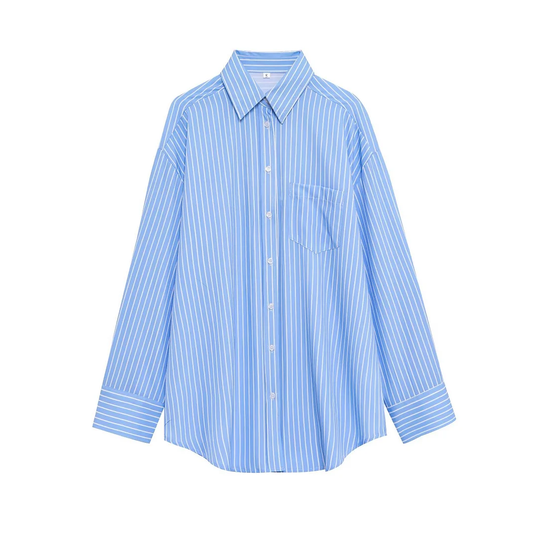 Nigikala Nigikala Spring New Striped Loose Shirt Simple With Long Sleeve Shirt Women 3217253