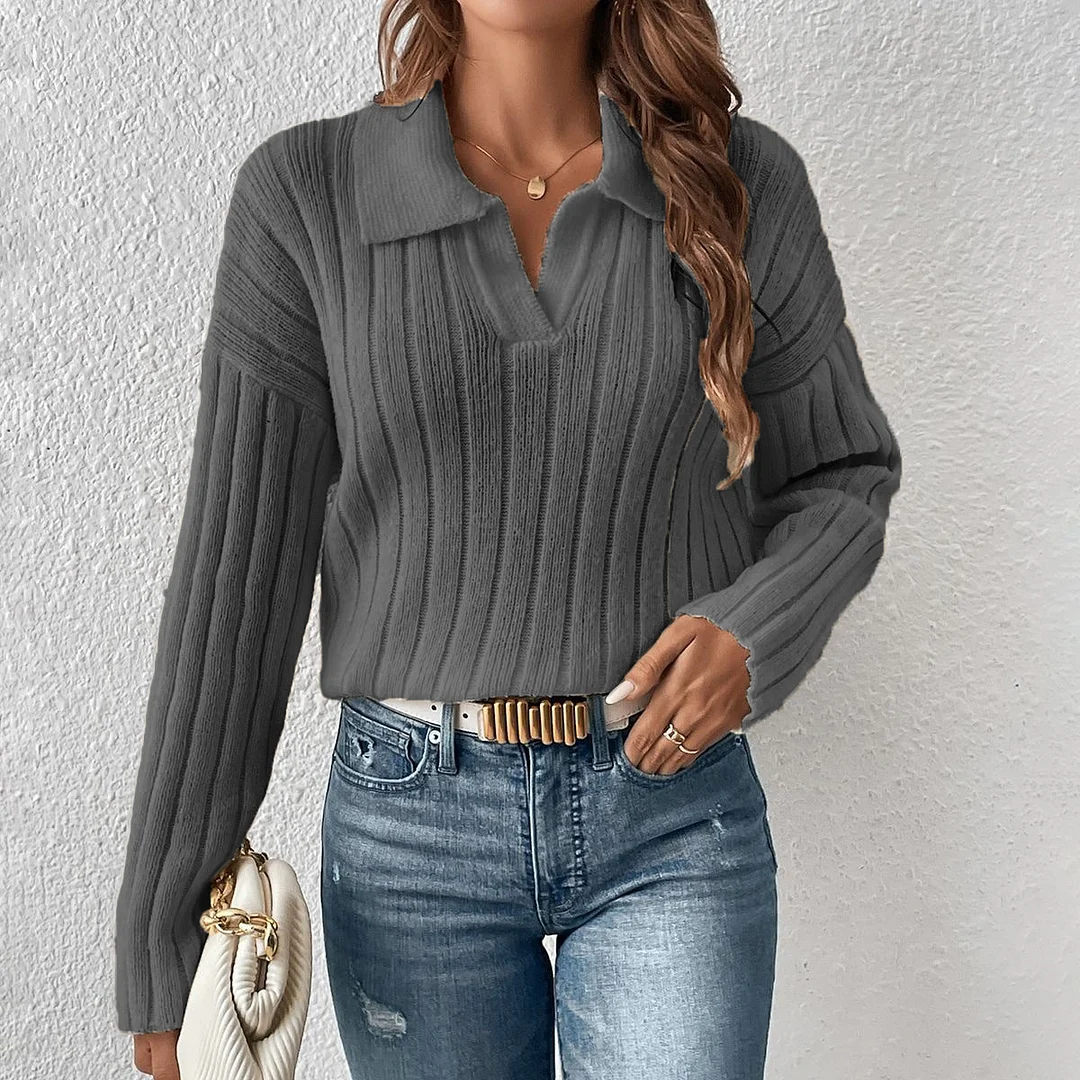 Athvotar Athvotar New Autumn And Winter Knitted Shirt Fashion New Casual Collar Sweater Woman