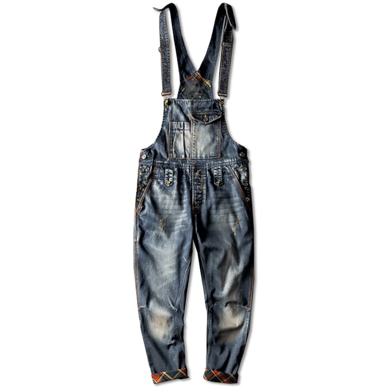 American Denim Loose Straight One-piece Suspenders Overalls
