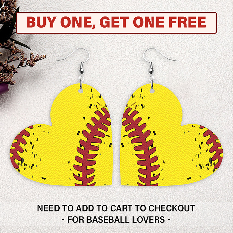 Buy One, Get One Free - Softball Heart Earrings-Annaletters