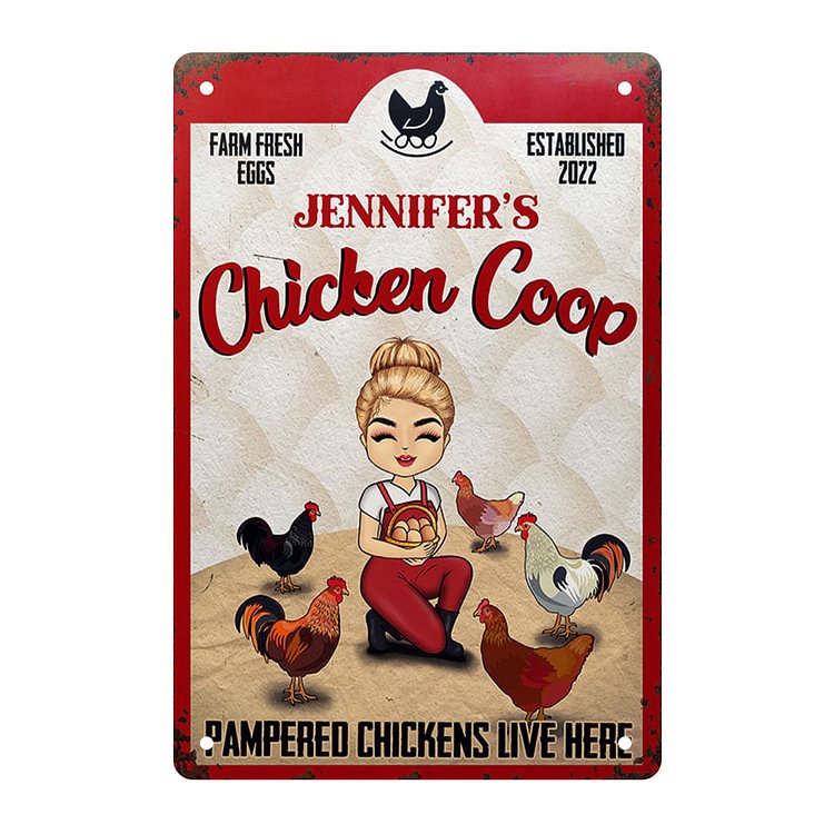 Pampered Chickens Live Here - Vintage Tin Signs/Wooden Signs - 7.9x11.8in & 11.8x15.7in