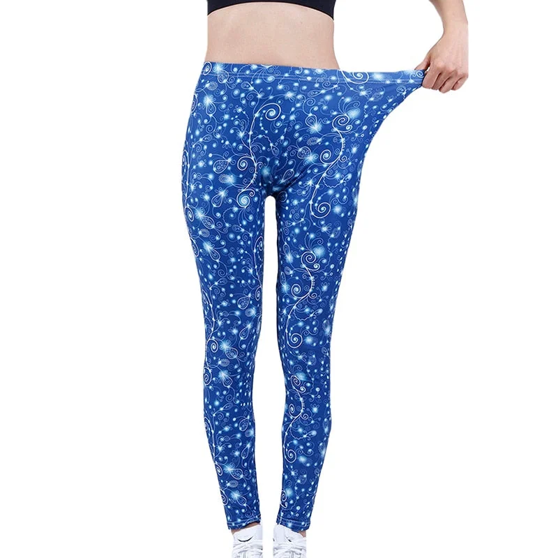 CUHAKCI Sexy Patch Print Legging Pencil Pants Female Fitness Jeggings Women Lady Streetwear Workout Trousers