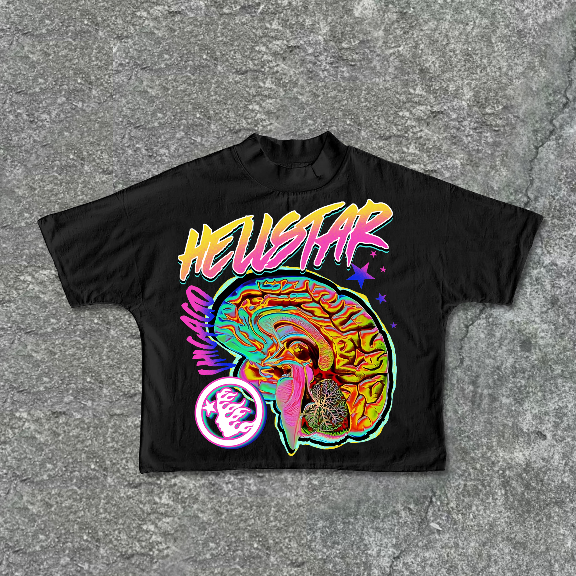 Fun Color Brain Graphic Print Cropped T-Shirts