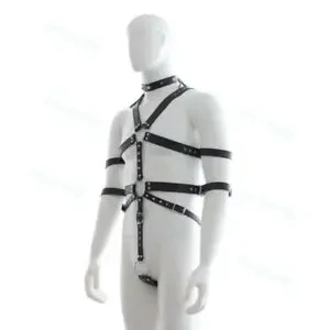 Pornhint ?Men's Chastity Faux Leather Chest Full Body Harness Strap Gay Clubwear Costume