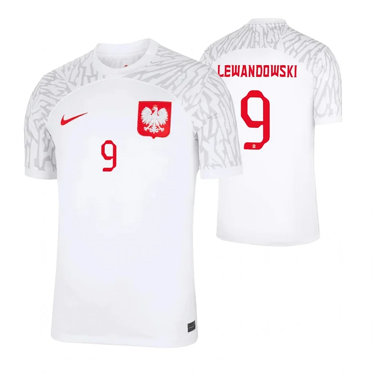 Maillot Pologne Robert Lewandowski 9 Domicile Coupe du monde 2022