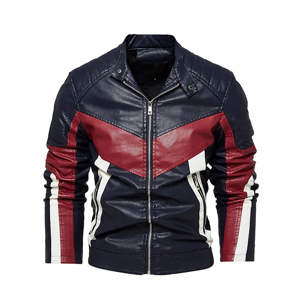 Men's Leather Jacket Stand Collar Anti Motorcycle Leather Jacket With Armor Men's Casual Fashion Slim Fitting Men Luxury Jacket
