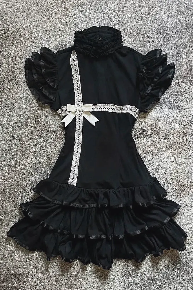 Vintage Half High Neck Bow Mini Dress