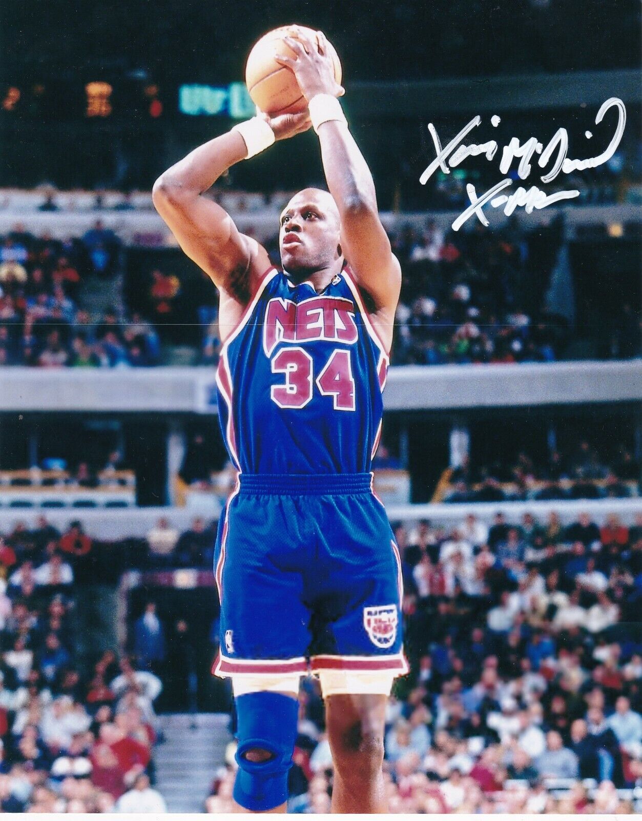 XAVIER MCDANIEL NEW JERSEY NETS ACTION SIGNED 8x10 Photo Poster painting