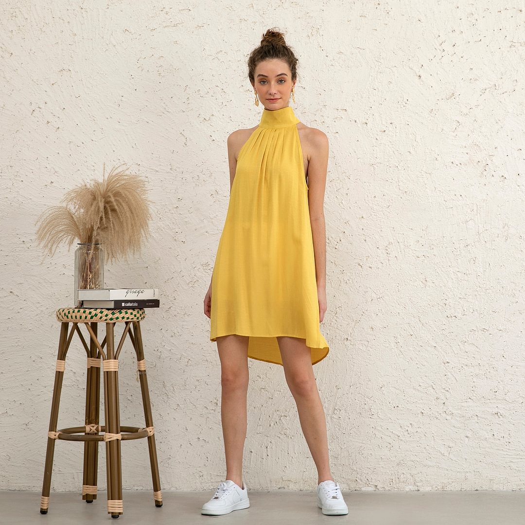 Sweet Crinkle Sleeveless Mini Dress