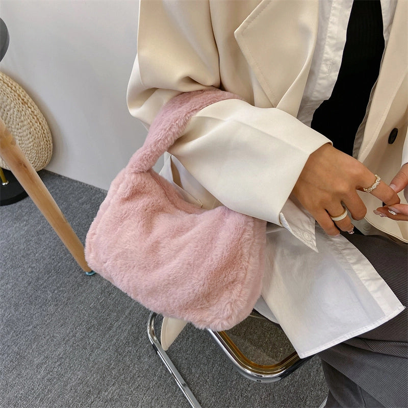 Women’s Small Plush Leopard Vintage Style Classic Style Dumpling Shape Zipper Handbag