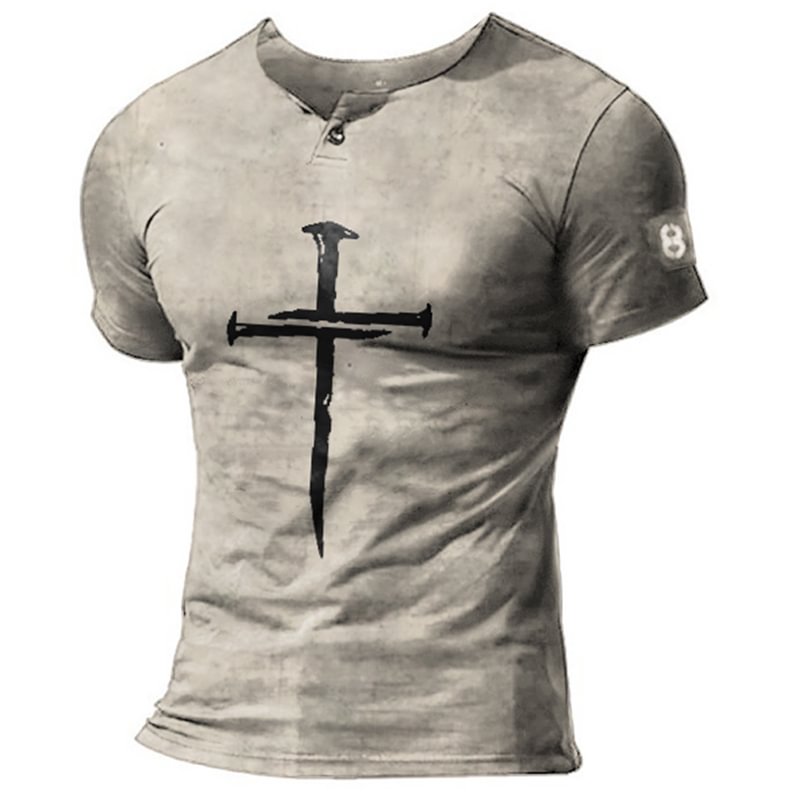 Mens Outdoor Tactical Cross Faith Print T-shirt-Compassnice®