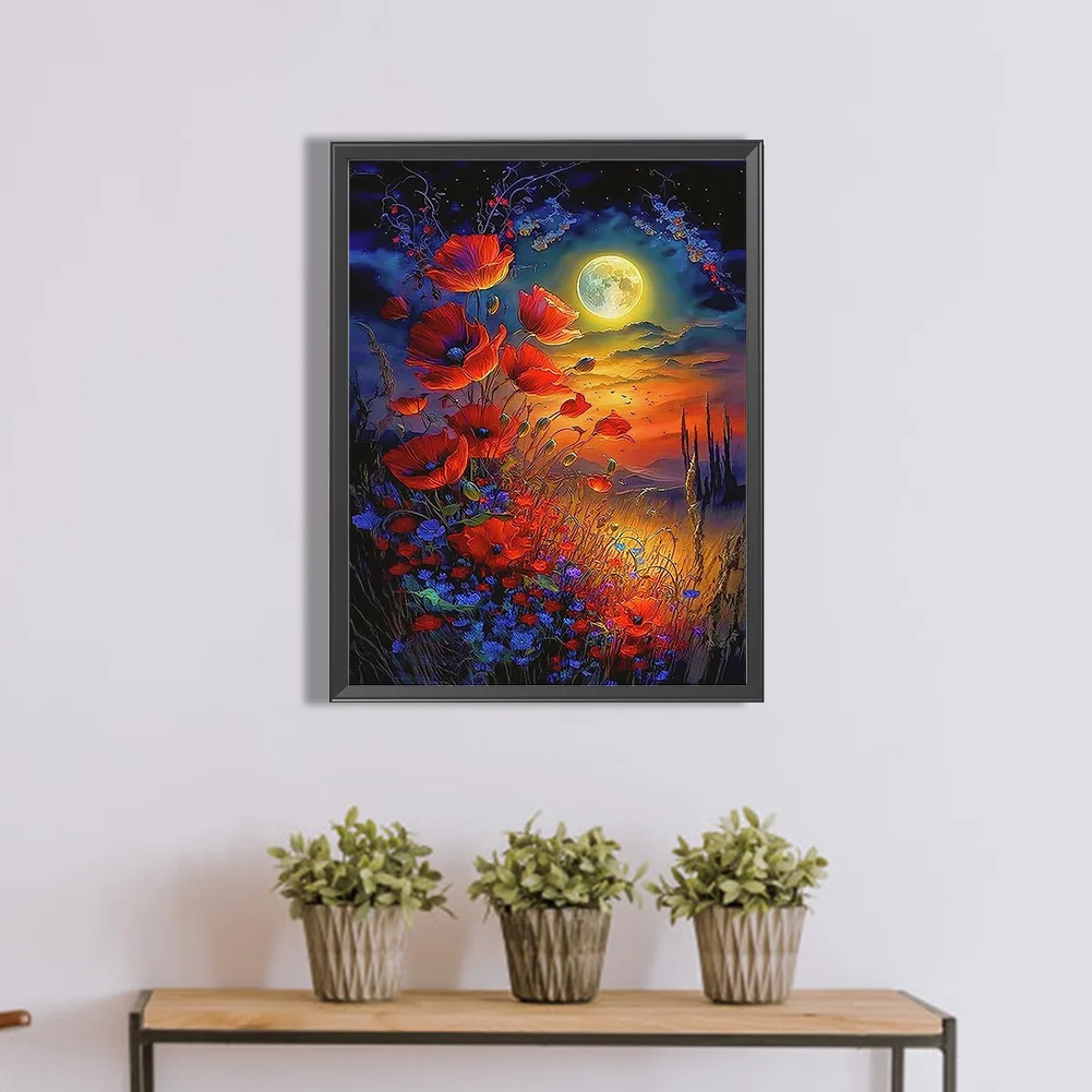 Diamond Painting - Full Round Drill - Poppy Moonlight(Canvas|30*40cm)